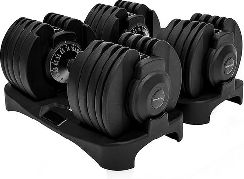 BRAINGAIN Adjustable Dumbbell Set - 15-in-1 & 17-in-1 Pairs | 24kg & 40kg Options | Space Saving Weights for Home Gym