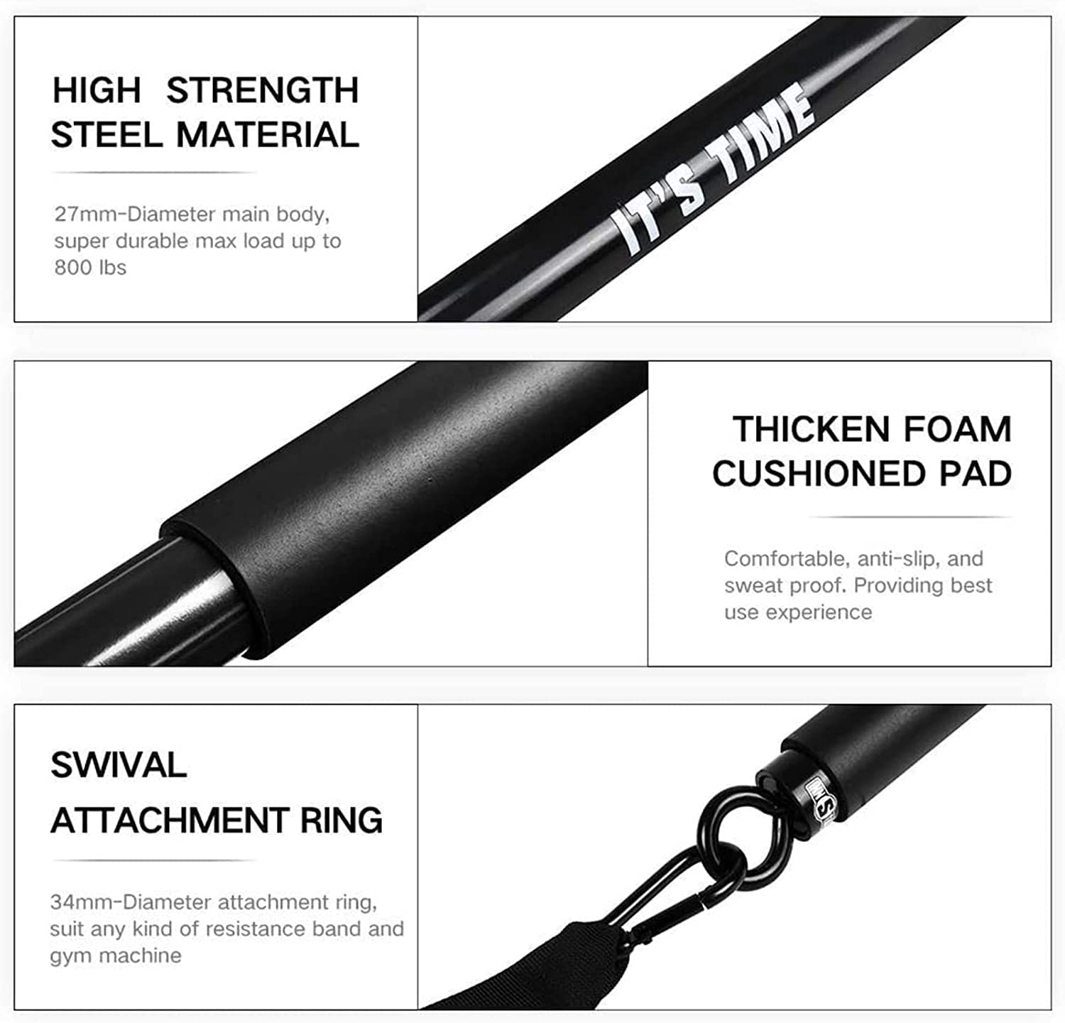 INNSTAR Professional Bodybuilding Elastics Kit for Full Body Training, Bar for Elastic Bodybuilding Bands Max Load Capacity 360 kg, Elastic Resistance Bands for Home Gym