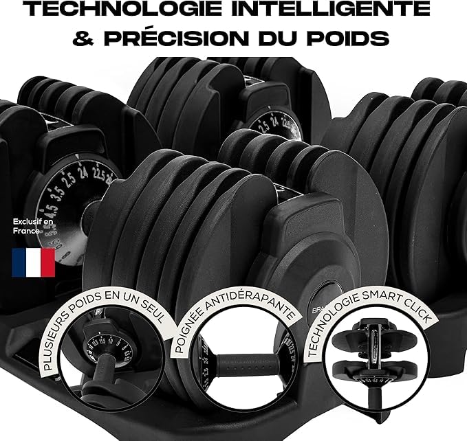 BRAINGAIN Adjustable Dumbbell Set - 15-in-1 & 17-in-1 Pairs | 24kg & 40kg Options | Space Saving Weights for Home Gym