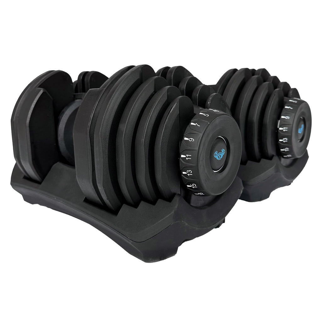 BRAINGAIN Adjustable Dumbbell Set - 15-in-1 & 17-in-1 Pairs | 24kg & 40kg Options | Space Saving Weights for Home Gym