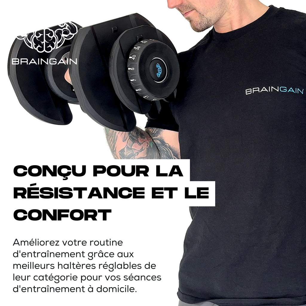 BRAINGAIN Adjustable Dumbbell Set - 15-in-1 & 17-in-1 Pairs | 24kg & 40kg Options | Space Saving Weights for Home Gym