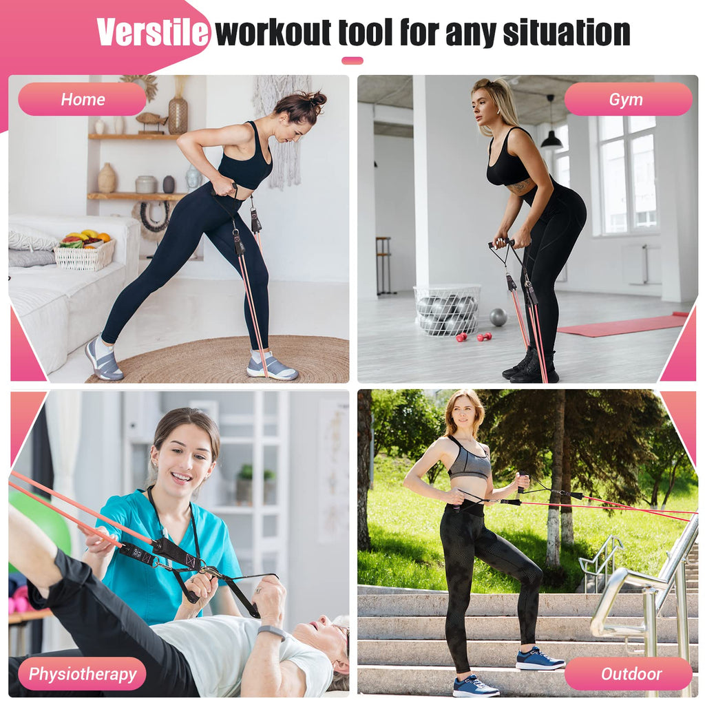 Bodybuilding Elastic Kit, 5 Elastic Bodybuilding Elastic Sports with Large Handles, Ankle Straps, Door Anchor Accessory, Ideal for Strength Training and Physiotherapy