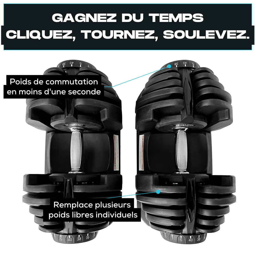 BRAINGAIN Adjustable Dumbbell Set - 15-in-1 & 17-in-1 Pairs | 24kg & 40kg Options | Space Saving Weights for Home Gym